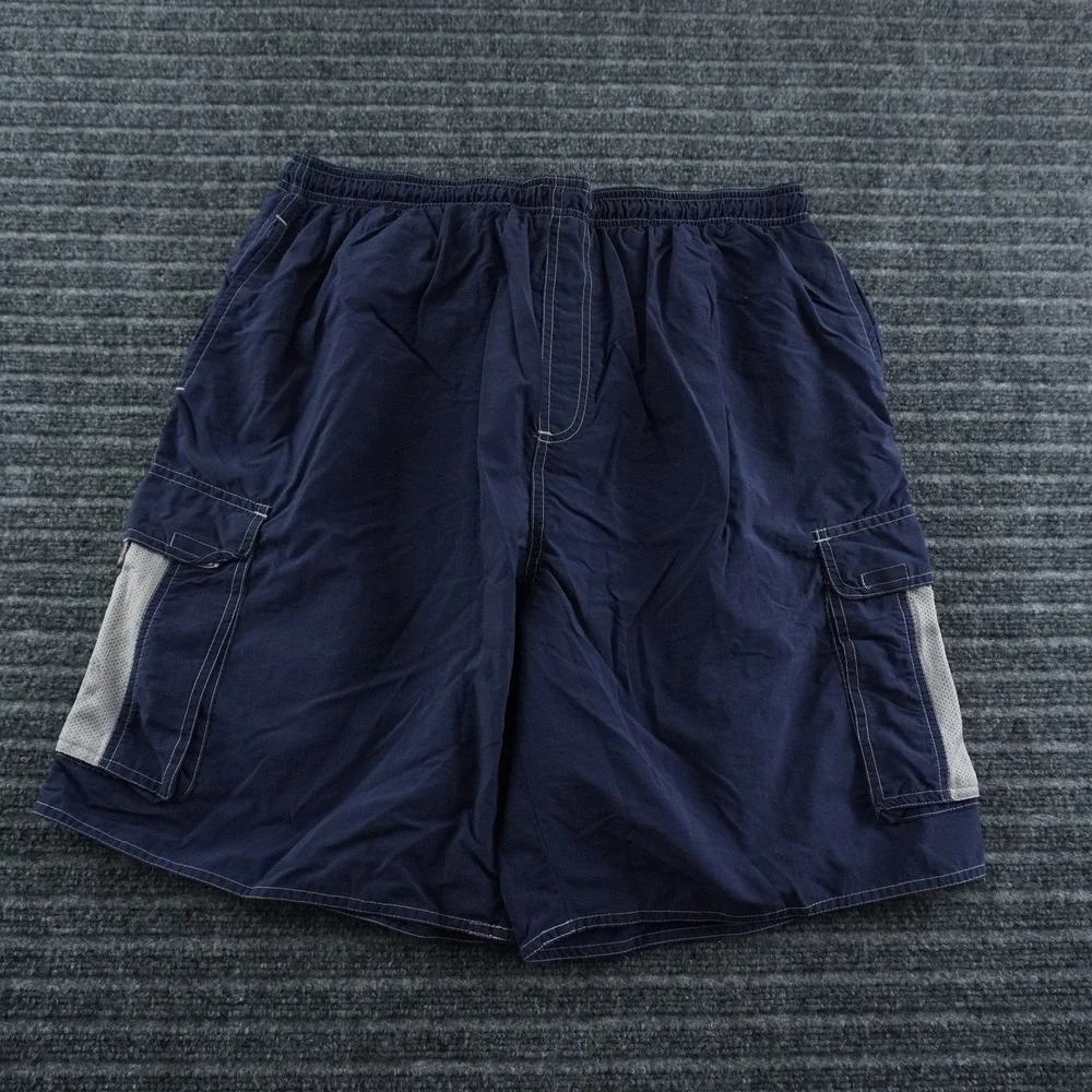 Vintage Y2K Ocean Pacific Swim Trunks Mens Large Navy Blue Cargo Board Shorts